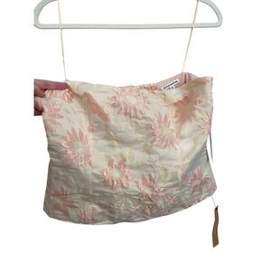 Reformation‎ Giorgia Top Blush Floral Jacquard Smocked Size 10
